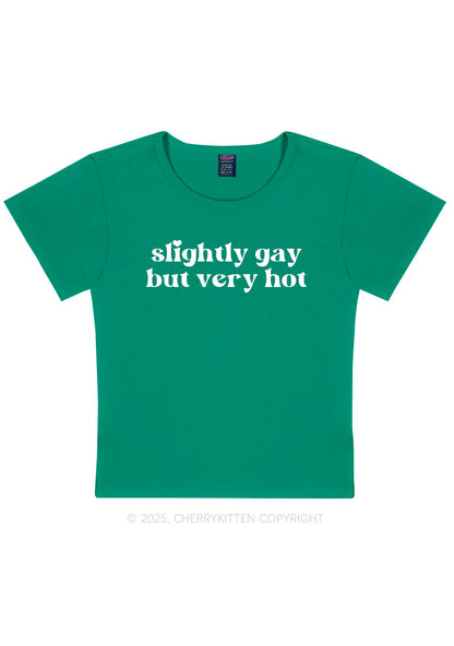 Slightly Gay But Very Hot Pride Y2K Baby Tee Cherrykitten