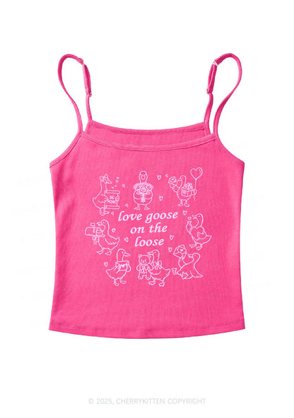 Love Goose On The Loose Valentine's Day Y2K Spaghetti Strap Cami Cherrykitten