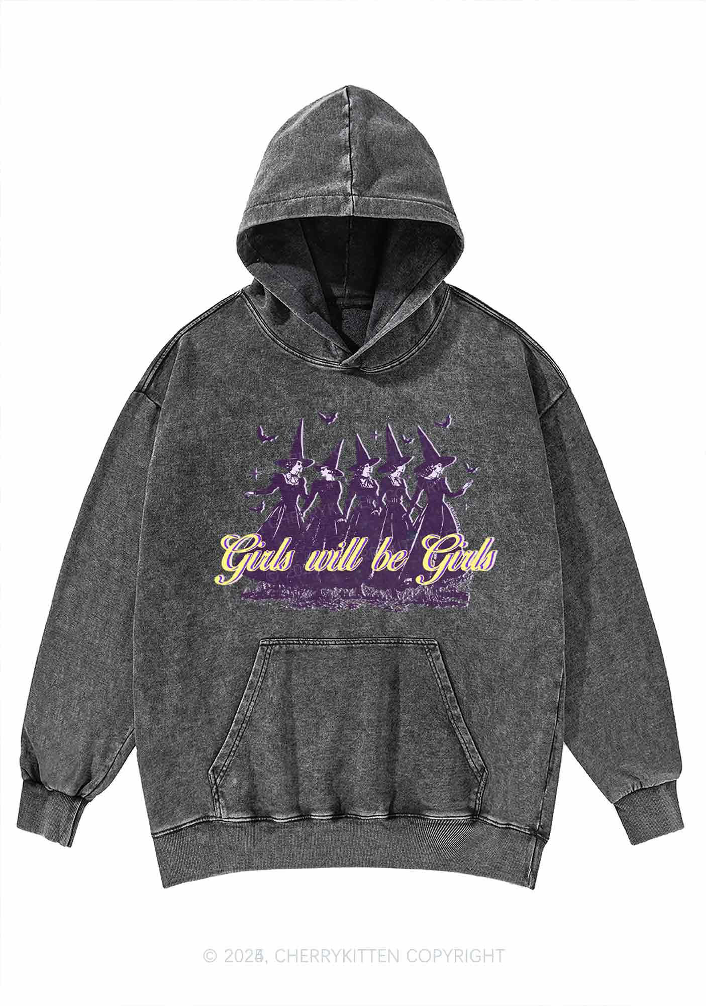 Halloween Witches Will Be Witches Y2K Washed Hoodie Cherrykitten