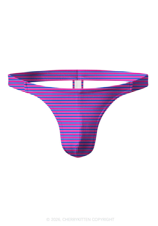 Bisexual Stripes Pride Y2K Print Men Thong Cherrykitten