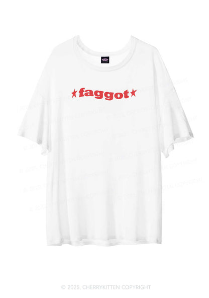 Red Faggot Pride Y2K Sheer Boyfriend Tee Cherrykitten