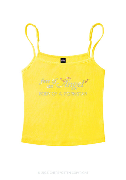 Rhinestone Face Of An Angel Y2K Spaghetti Strap Cami Cherrykitten
