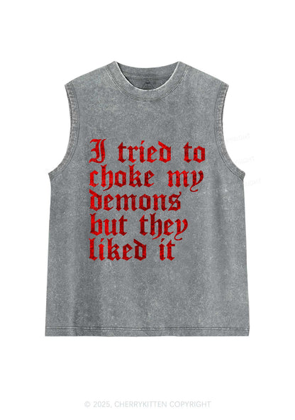 Halloween Choke Demons They Liked Y2K Washed Muscle Tank Cherrykitten