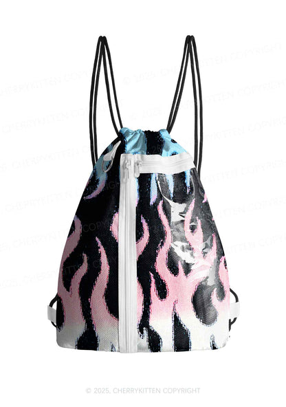 Trans Flame Pride Y2K Drawstring Itabag Backpack Cherrykitten