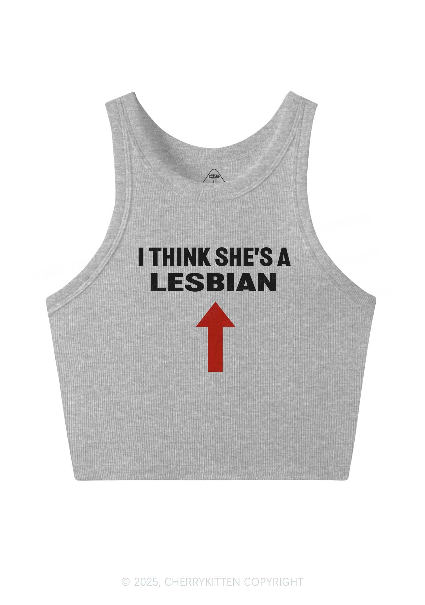 I Think She's A Lesbian Y2K Crop Tank Top Cherrykitten