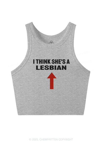 I Think She's A Lesbian Y2K Crop Tank Top Cherrykitten