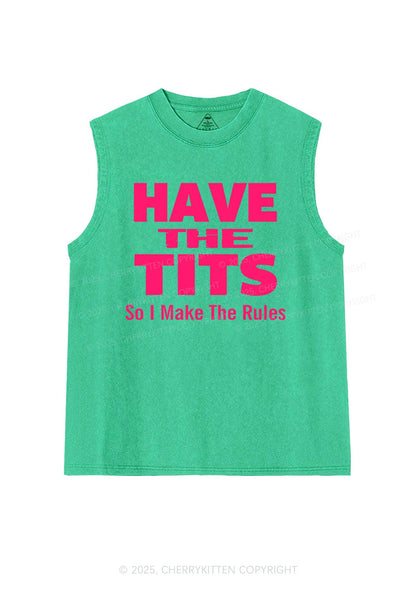 I Make Rules Y2K Washed Muscle Tank Cherrykitten