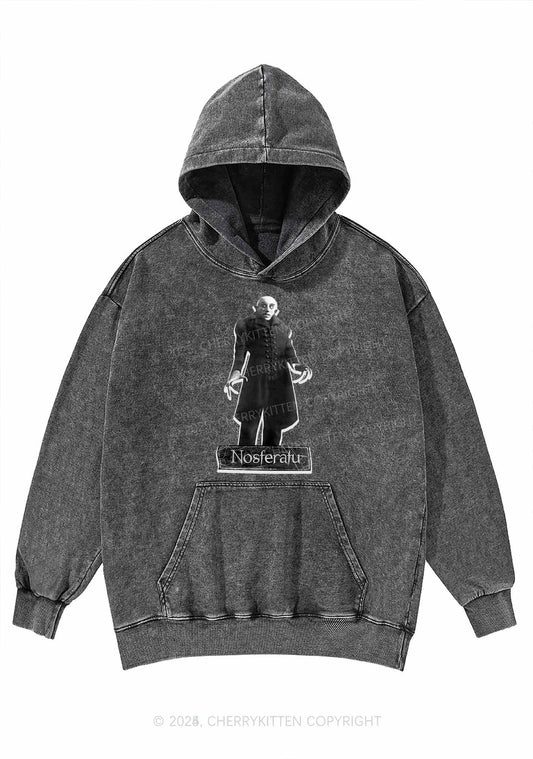 Halloween Male Vampire Y2K Washed Hoodie Cherrykitten
