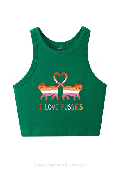 I Love Puxxies Pride Y2K Crop Tank Top Cherrykitten