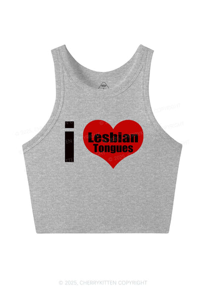 I Love Lesbian Tongues Y2K Crop Tank Top Cherrykitten