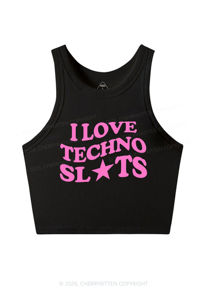 I Love Techno Slxts Y2K Crop Tank Top Cherrykitten