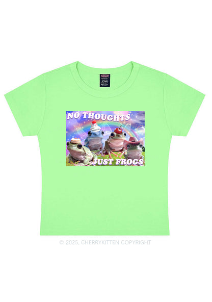 No Thoughts Just Frogs Y2K Baby Tee Cherrykitten