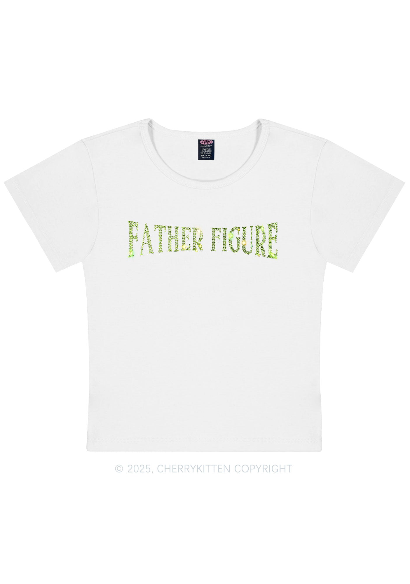 Rhinestone Father Figure Y2K Baby Tee Cherrykitten
