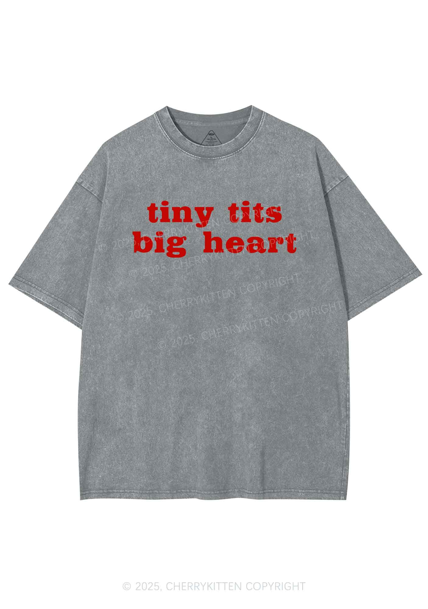 Tiny Txts Big Heart Y2K Shirts Washed Tee Cherrykitten