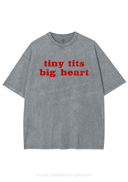 Tiny Txts Big Heart Y2K Shirts Washed Tee Cherrykitten