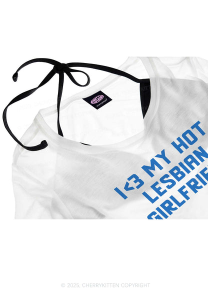 My Hot Lesbian GF Pride Y2K Sheer Crop Tee Cherrykitten