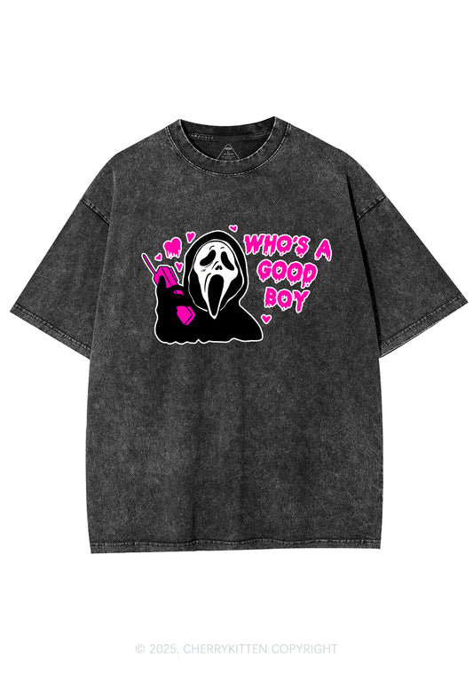 Halloween Whos Good Boy Y2K Washed Tee Cherrykitten