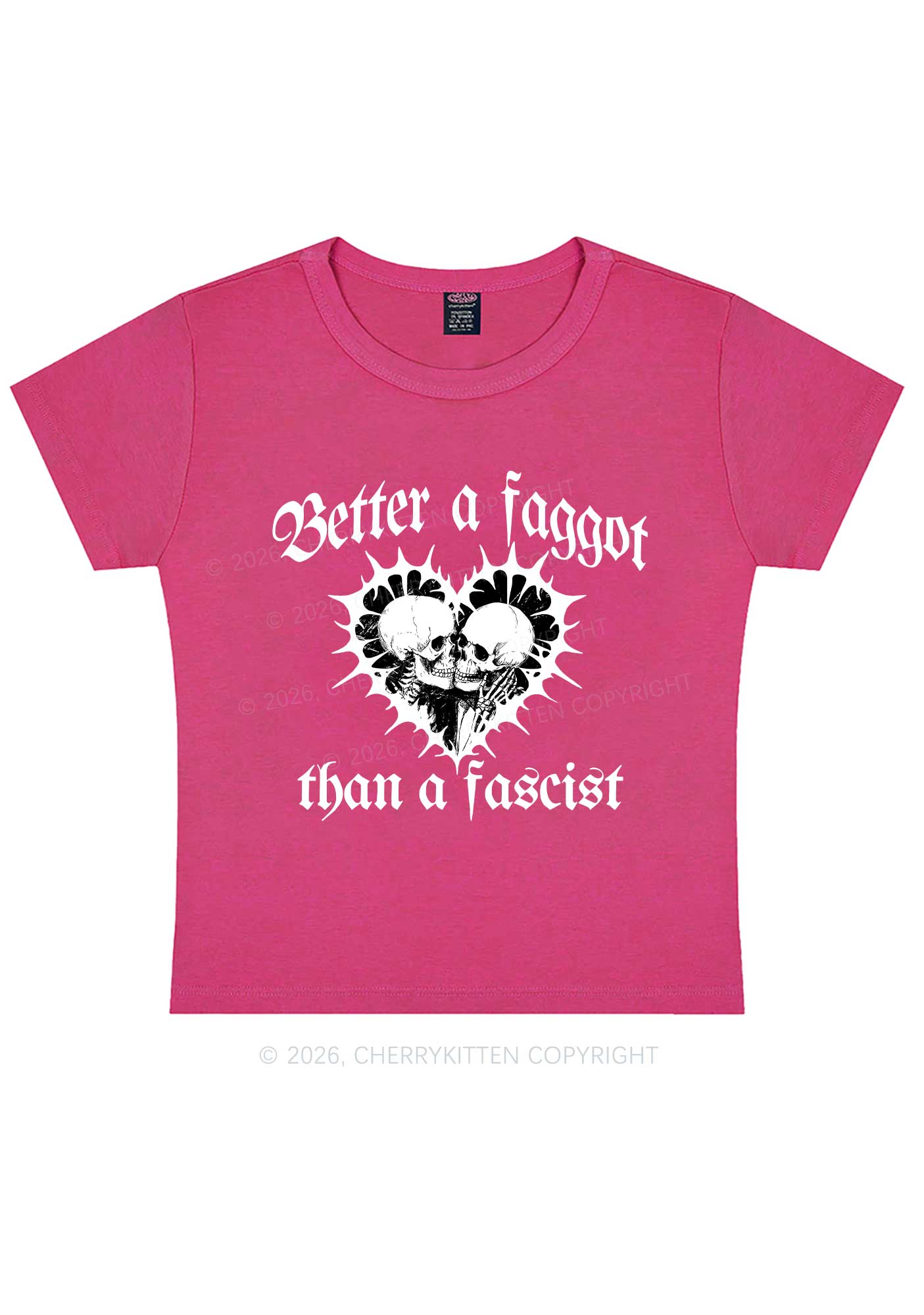 Better Faggot Than Fascist Pride Y2K Baby Tee Cherrykitten