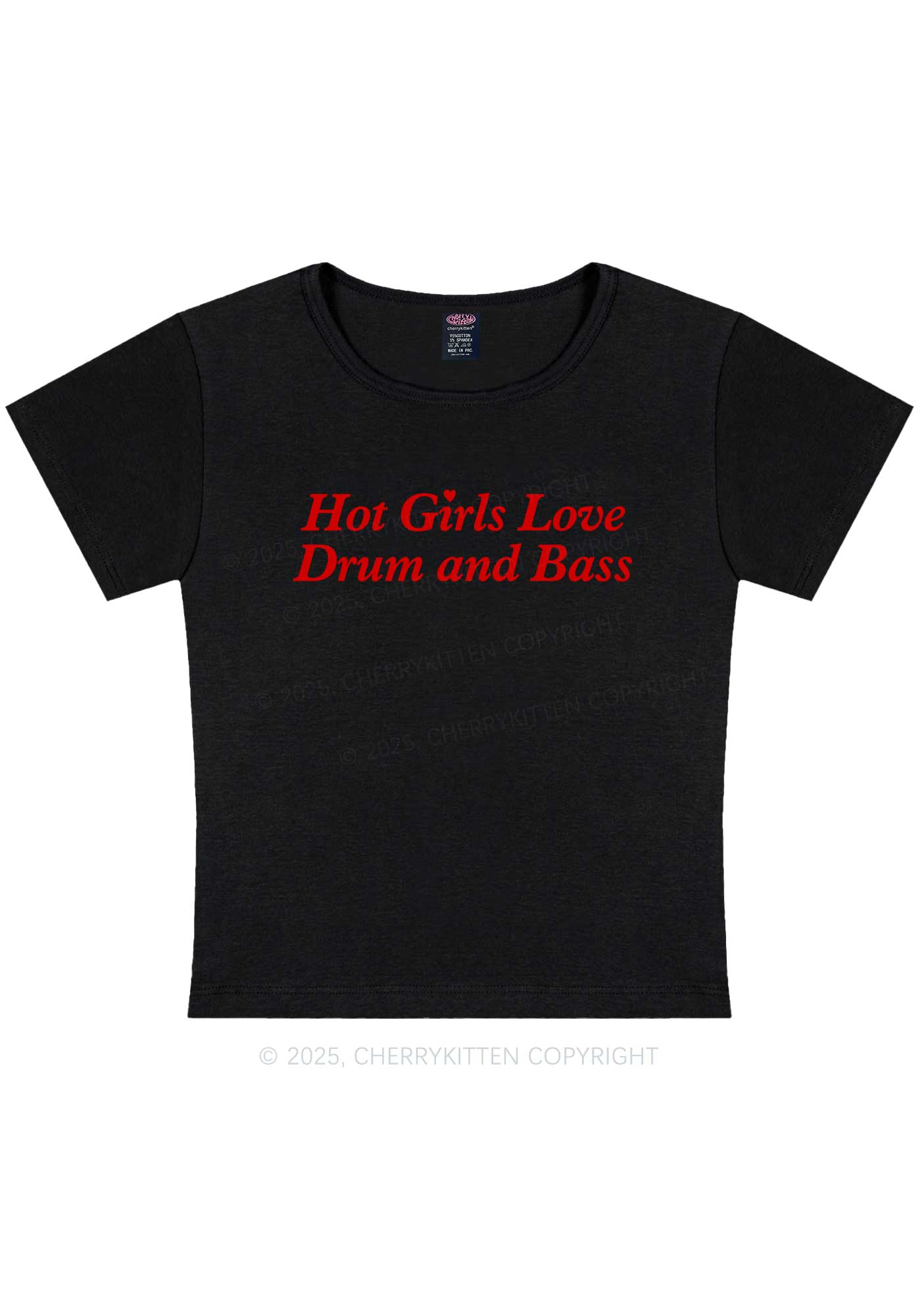Hot Girls Love Drum And Bass Y2K Baby Tee Cherrykitten