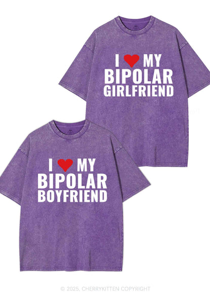 I Love My Bipolar GF BF Y2K Valentine's Day Washed Tee Cherrykitten