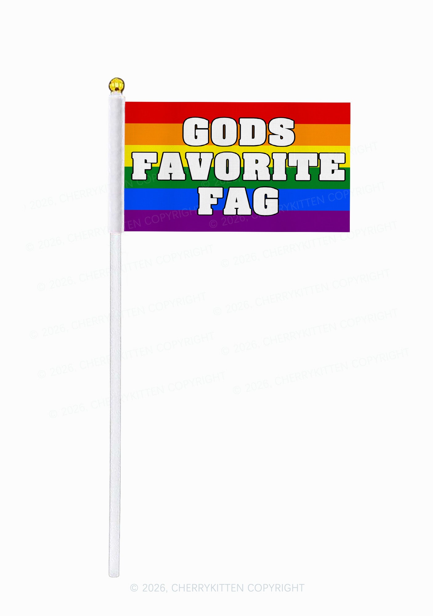 Gods Favorite Fag Rainbow Stripes Pride Y2K Hand Flags Cherrykitten