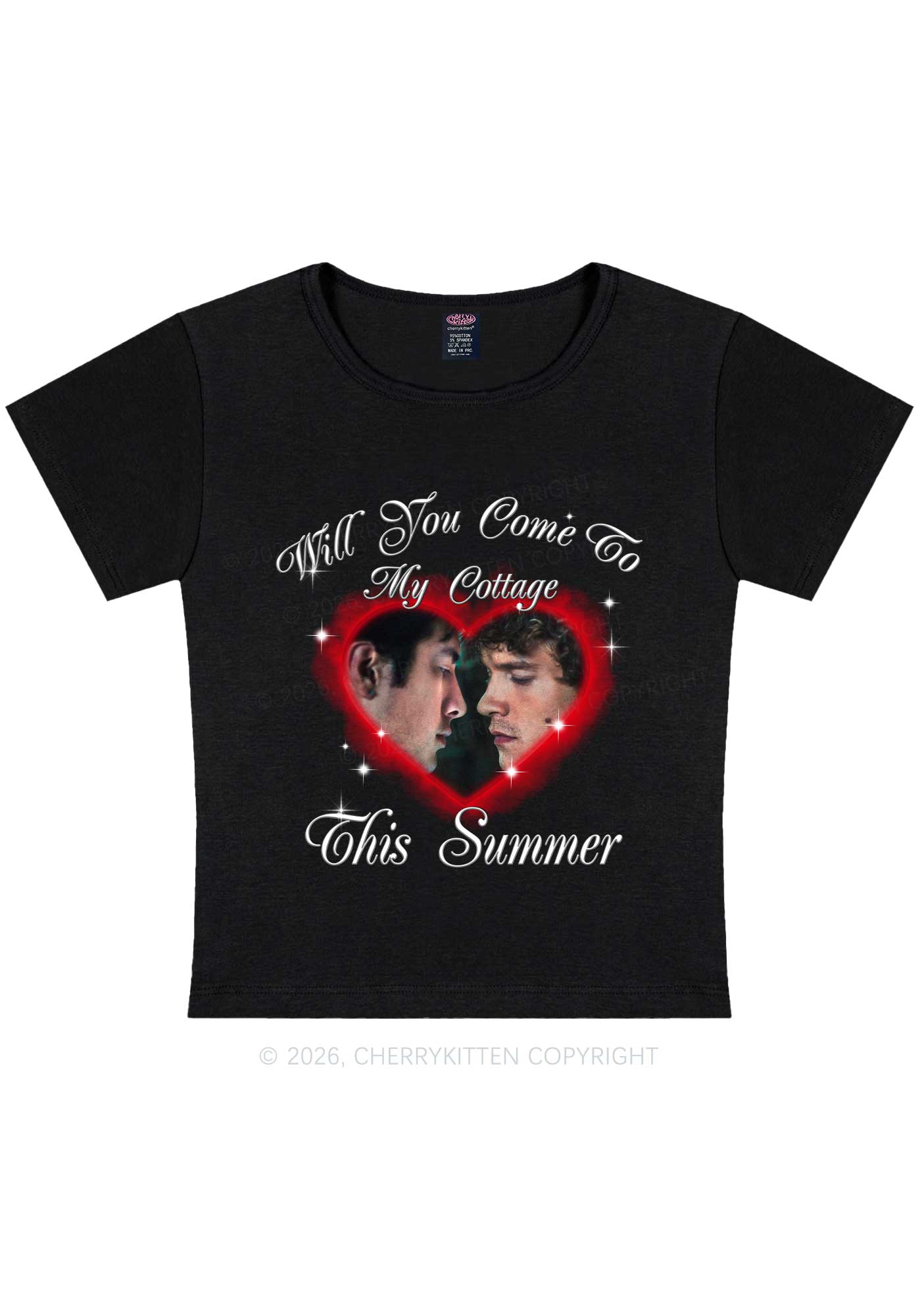 Come To My Cottage This Summer HR Y2K Baby Tee Cherrykitten