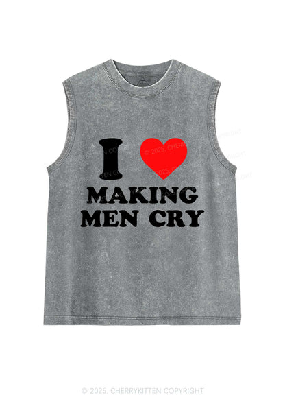 I Love Making Men Cry Y2K Washed Muscle Tank Cherrykitten