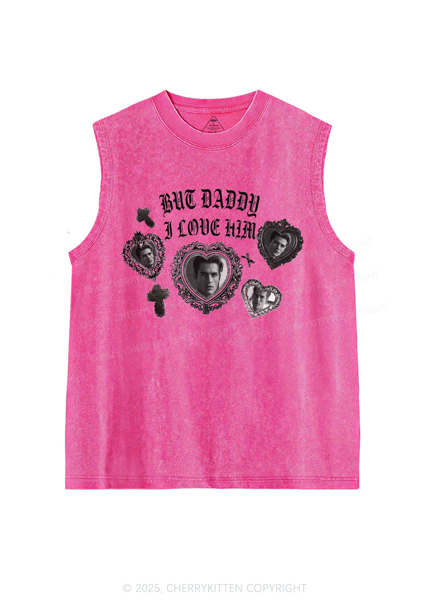 Gothic But Daddy I Love Him Y2K Washed Muscle Tank Cherrykitten