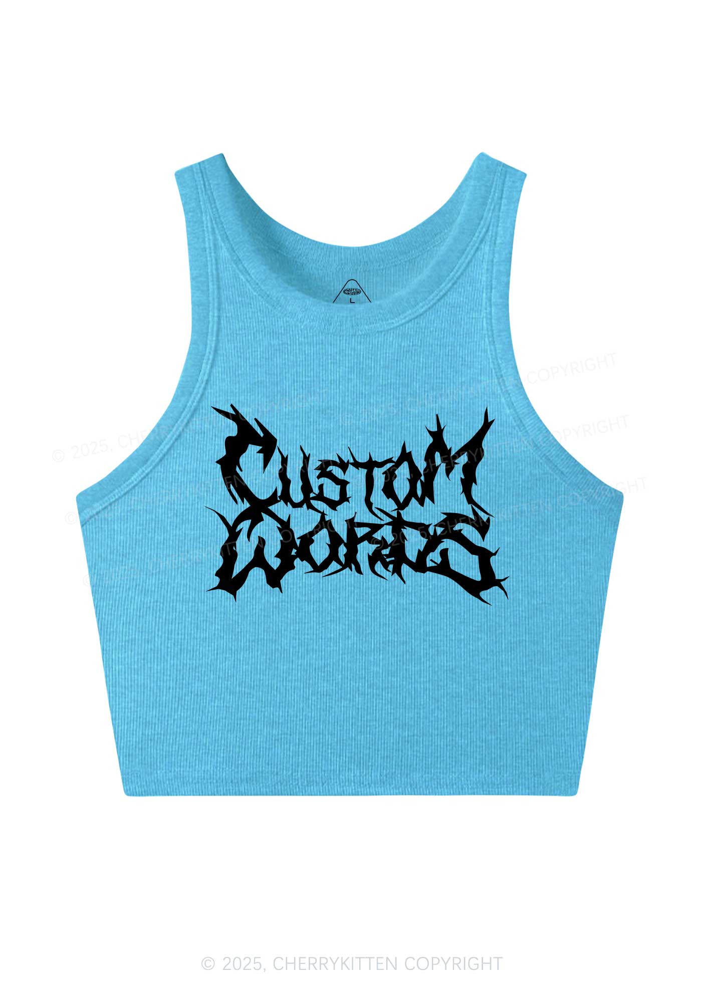 Custom Text Punk Font Y2K Crop Tank Top Cherrykitten