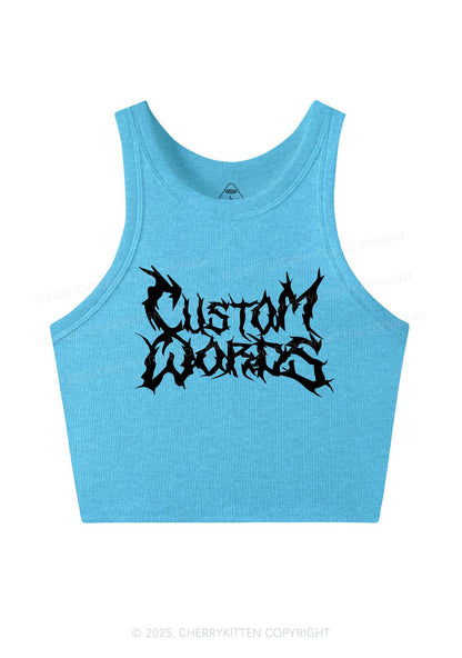 Custom Text Punk Font Y2K Crop Tank Top Cherrykitten