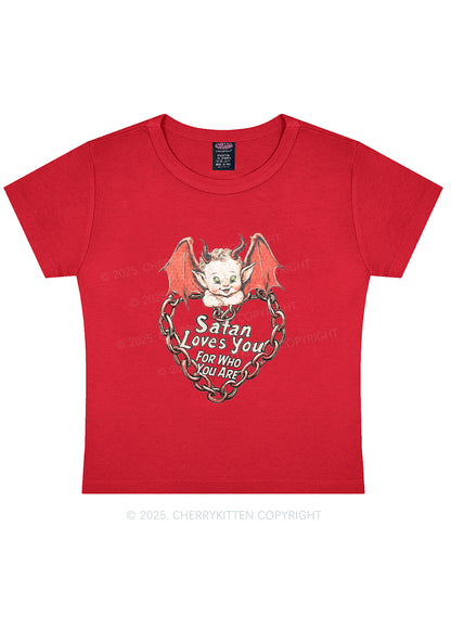Satan Loves You Y2K Baby Tee Cherrykitten