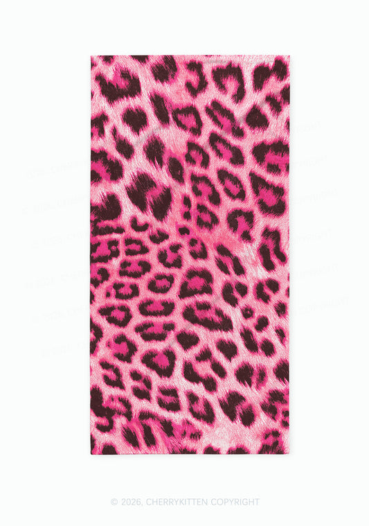 Pink Leopard Y2K Beach Towel Cherrykitten