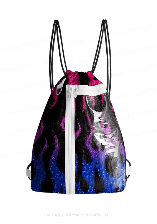 Bisexual Flame Pride Y2K Drawstring Itabag Backpack Cherrykitten