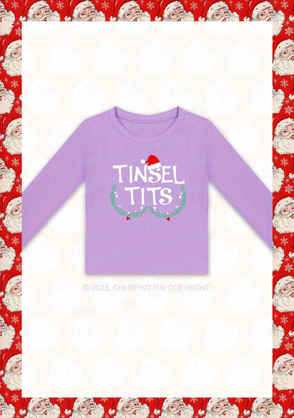 Christmas Hat Tinsel Txts Y2K Long Sleeve Crop Top Cherrykitten