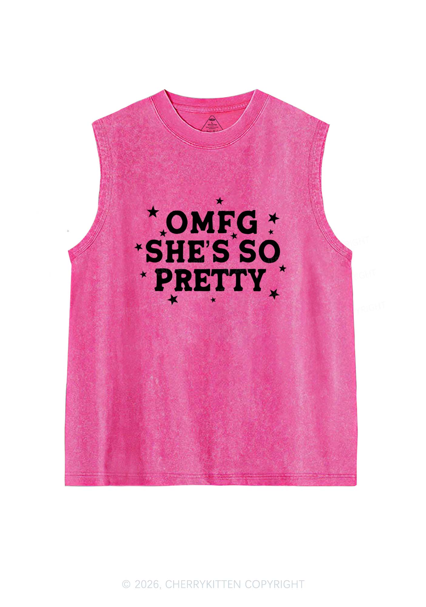 OMFG Shes So Pretty Pride Y2K Washed Muscle Tank Cherrykitten