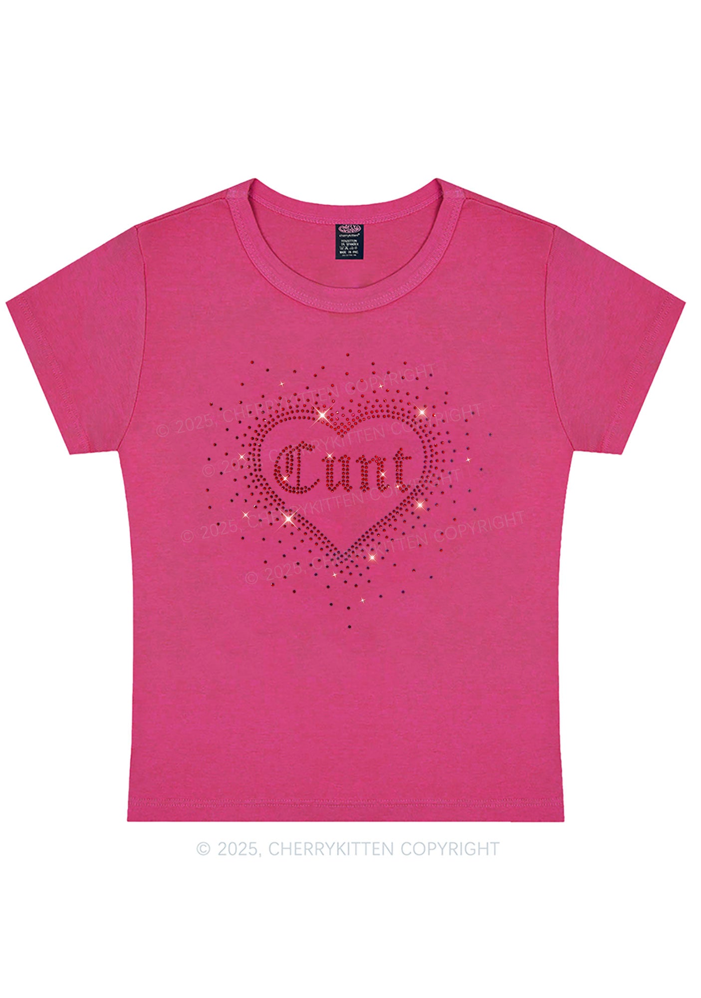 Rhinestone Love Cxxt Y2K Baby Tee Cherrykitten