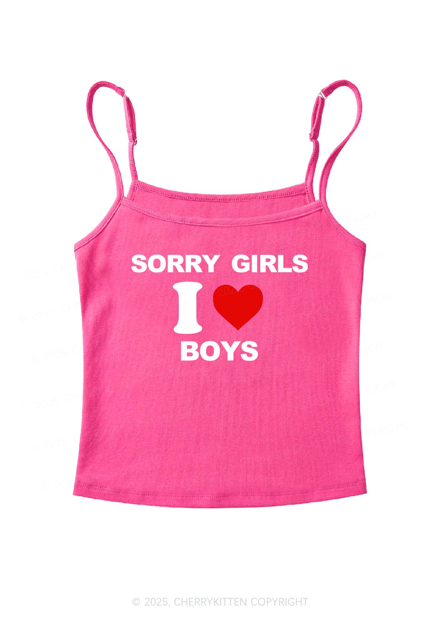 Sorry Girls I Love Boys Pride Y2K Spaghetti Strap Cami Cherrykitten