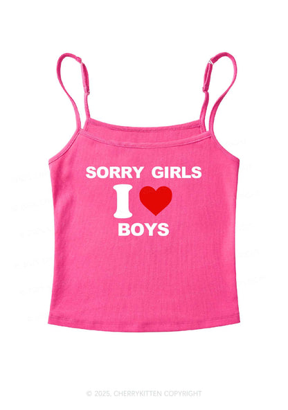 Sorry Girls I Love Boys Pride Y2K Spaghetti Strap Cami Cherrykitten