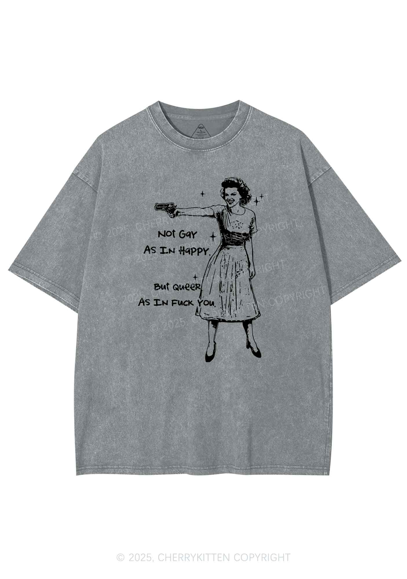 But Queer As In Pride Y2K Shirts Washed Tee Cherrykitten