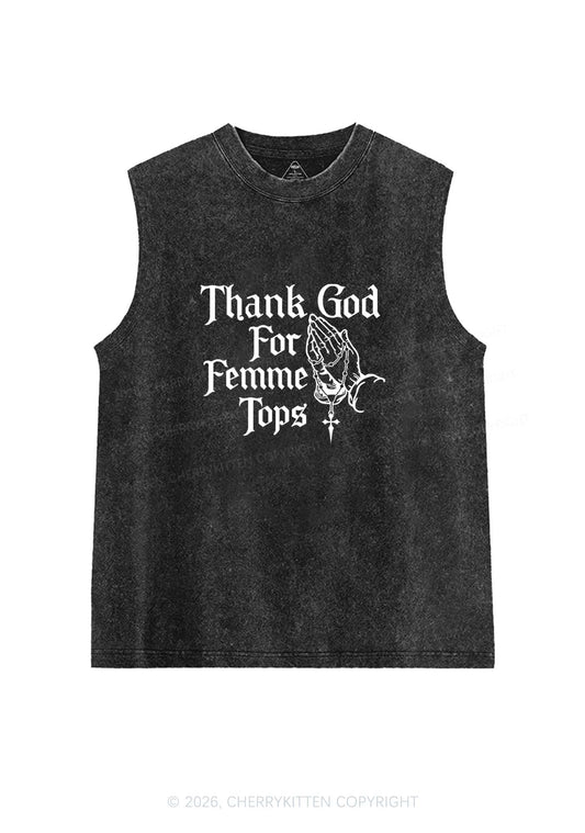 Thank God For Femme Tops Pride Y2K Washed Muscle Tank Cherrykitten