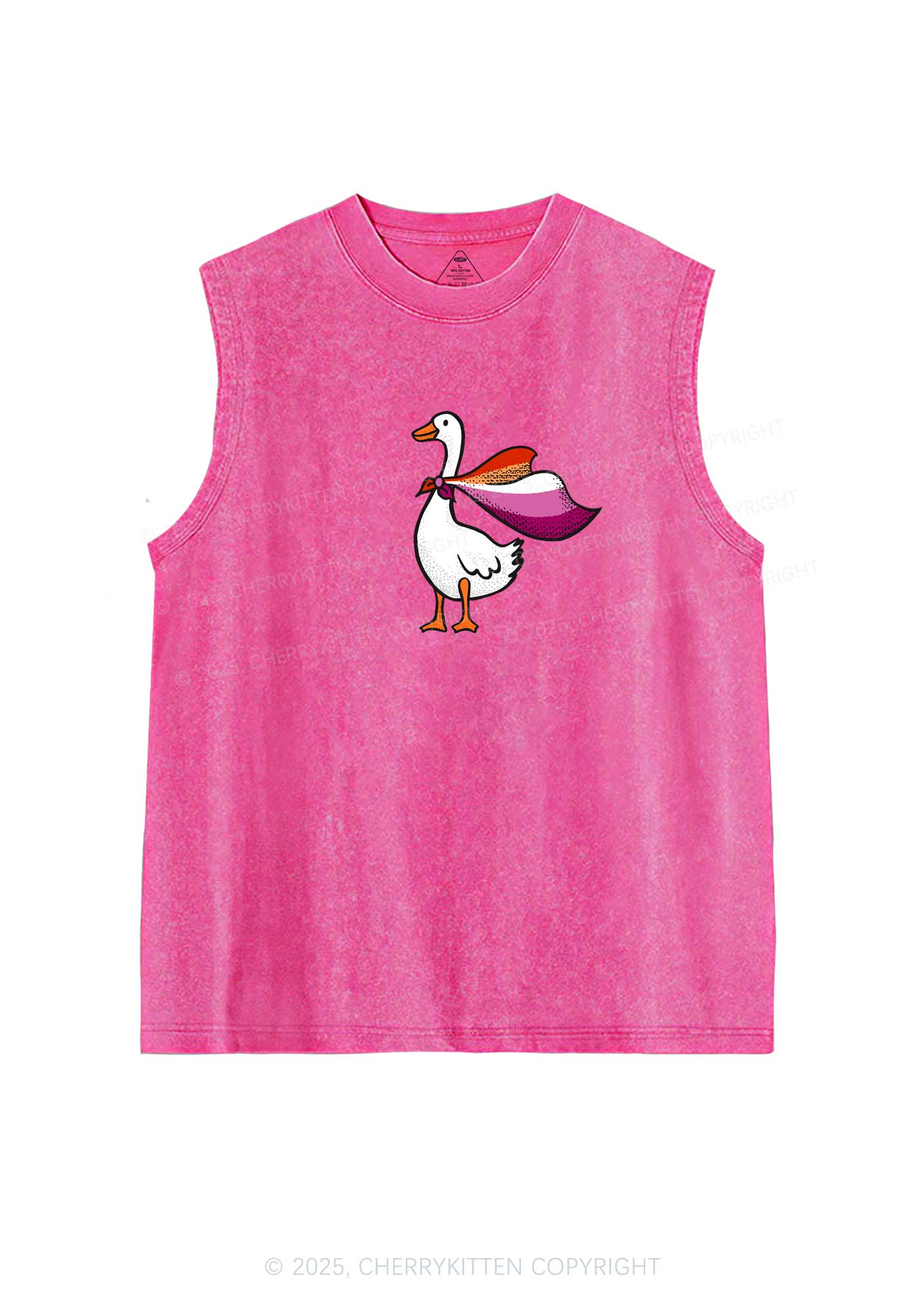 Lesbian Goose Pride Y2K Washed Muscle Tank Cherrykitten