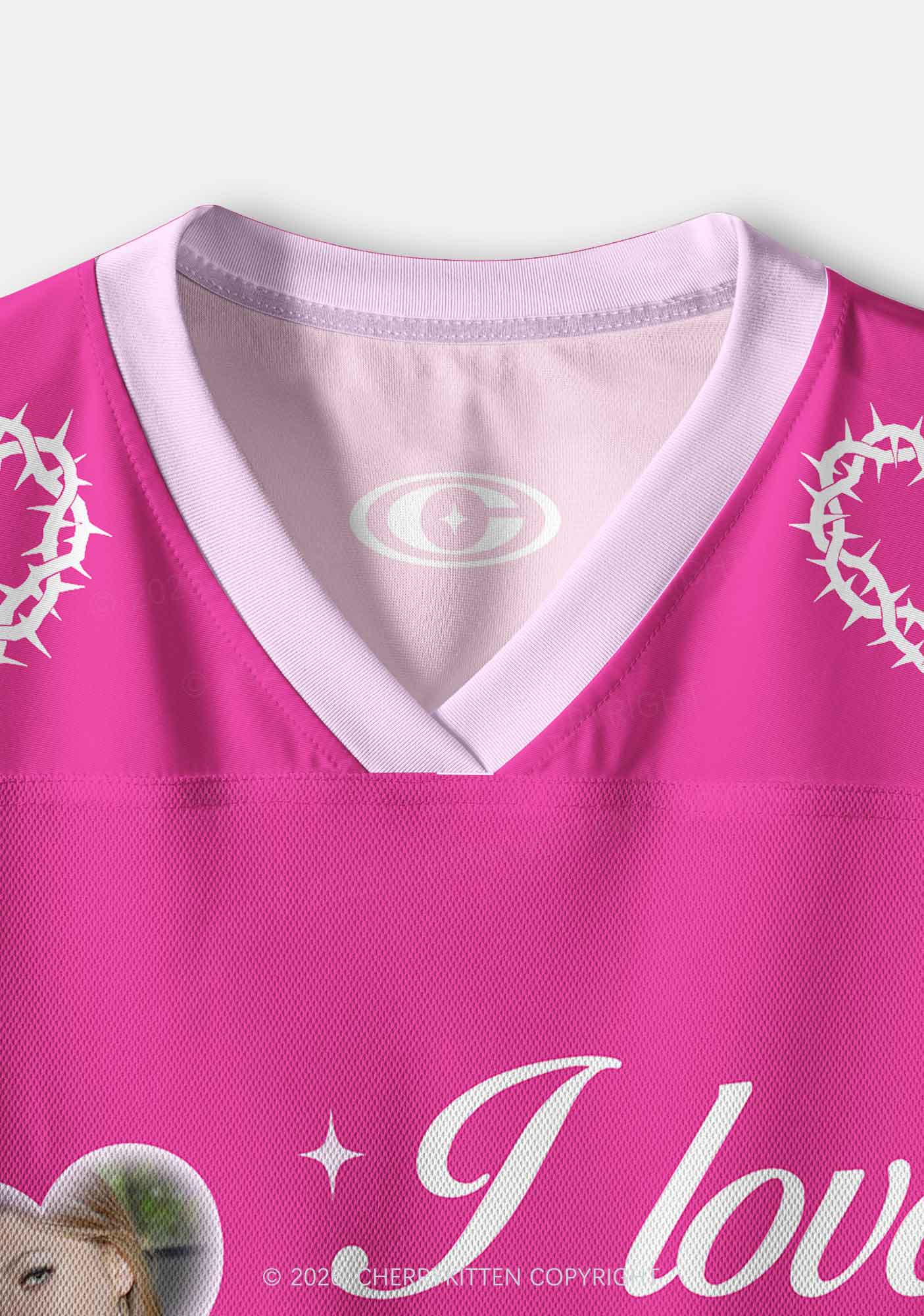 Hot Pink Custom GF BF Photo Y2K Crop Sport Jersey Shirts Cherrykitten
