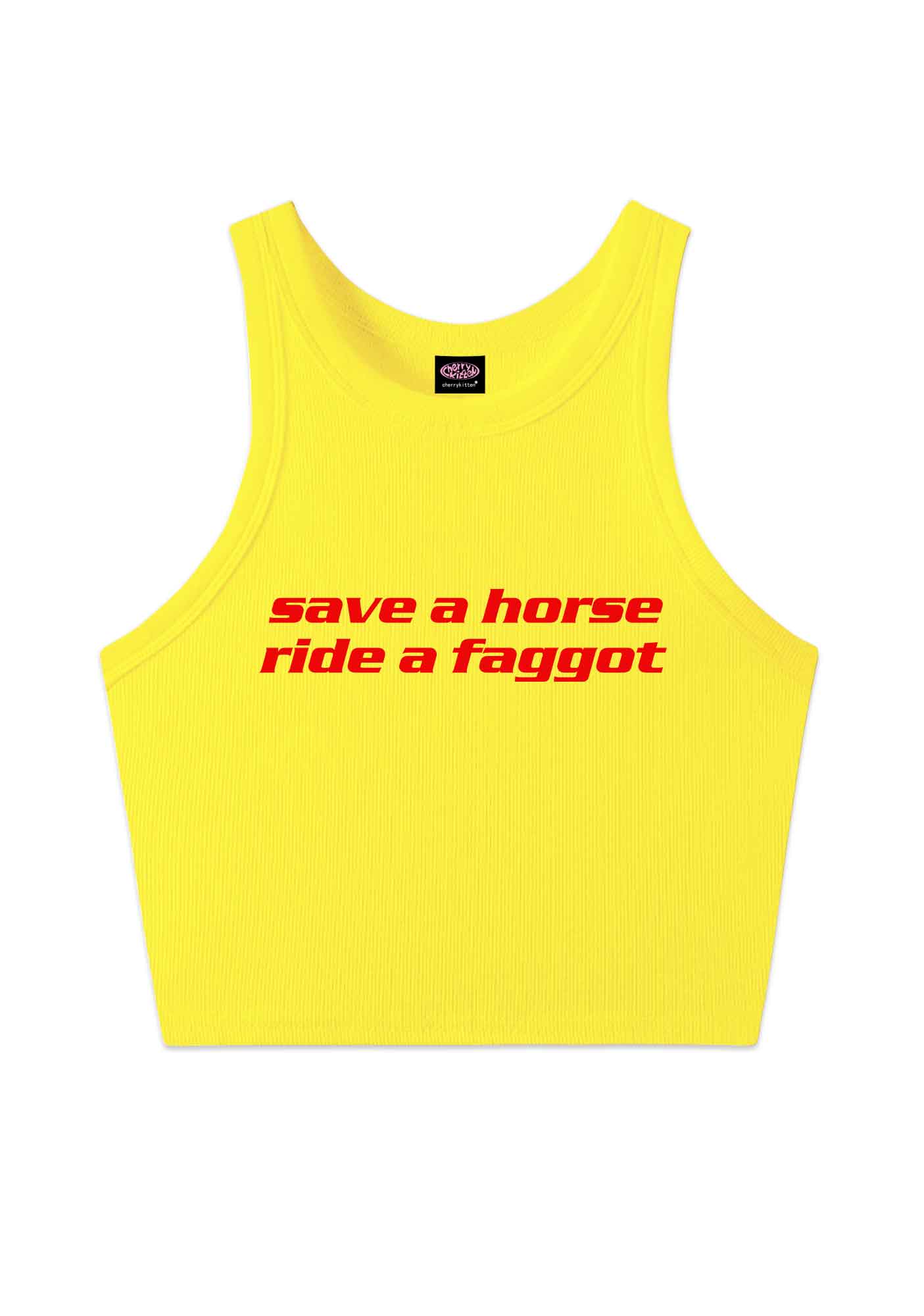 Save Horse Ride Faggot Pride Y2K Crop Tank Top Cherrykitten