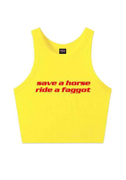 Save Horse Ride Faggot Pride Y2K Crop Tank Top Cherrykitten