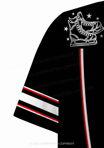 Black I Love Hockey HR Y2K Crop Sport Jersey Shirts Cherrykitten