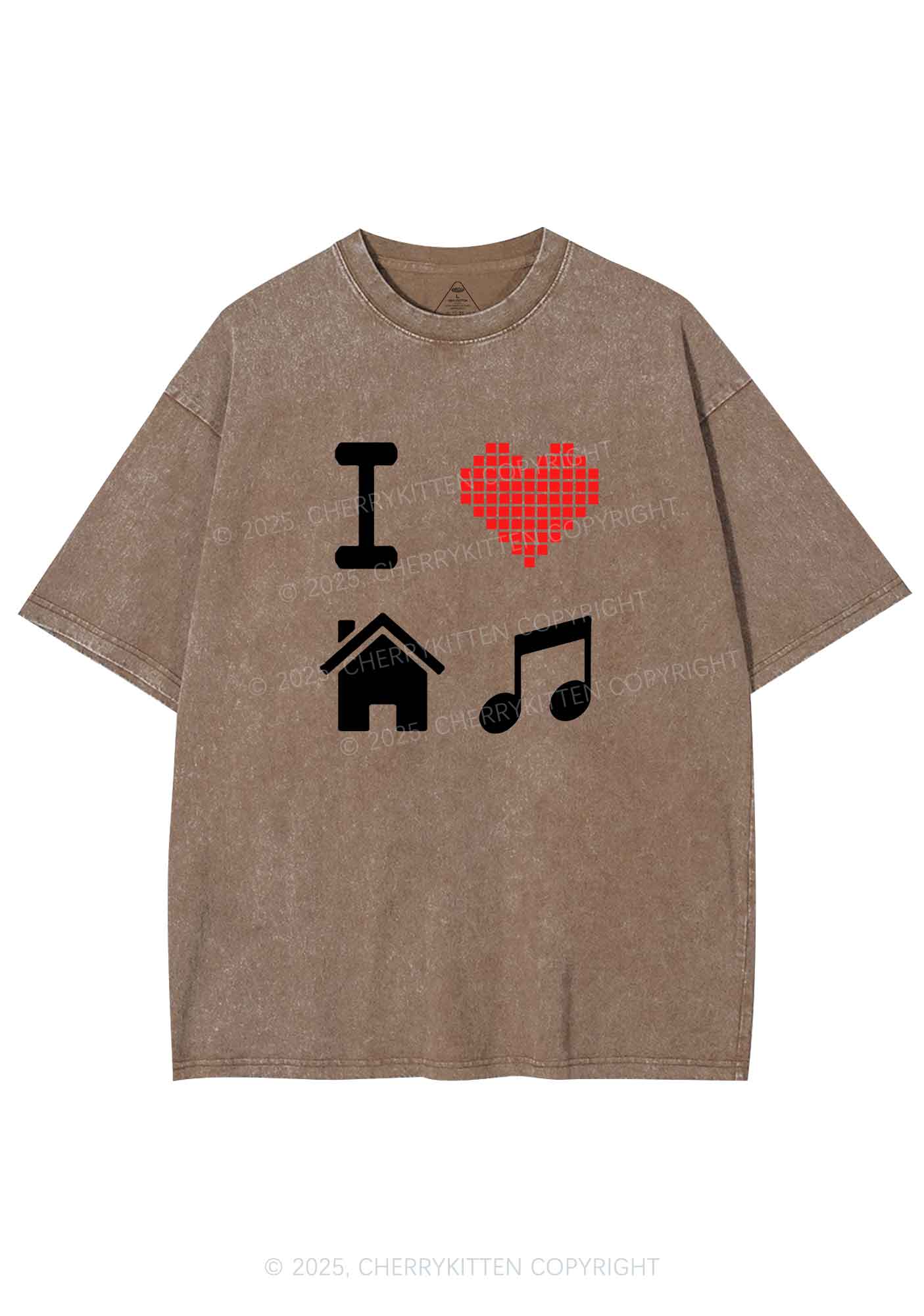 I Love House Music Y2K Shirts Washed Tee Cherrykitten