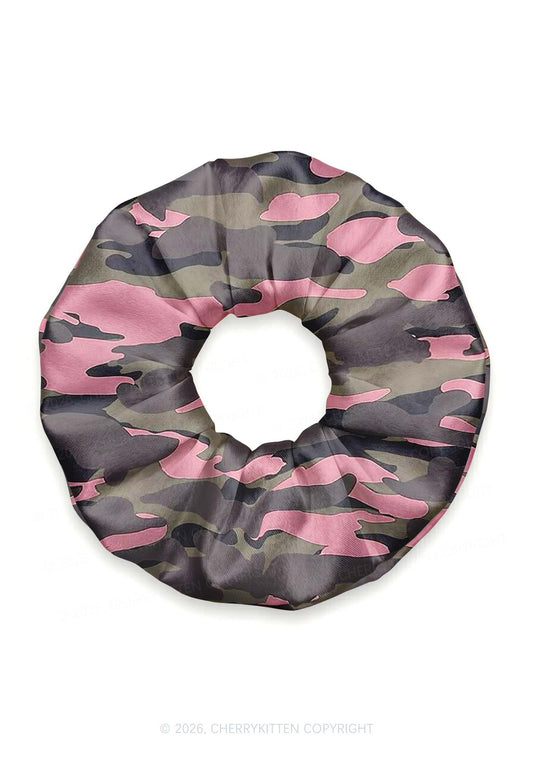 Pink Camouflage Y2K Hair Scrunchie Cherrykitten