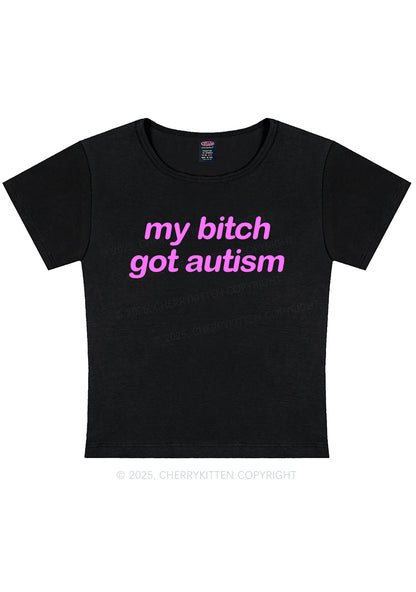My Bxxch Got Autism Y2K Baby Tee Cherrykitten