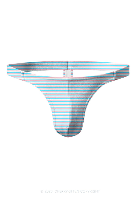 Trans Stripes Pride Y2K Print Men Thong Cherrykitten