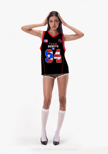 Black Team Bunny Y2K Sport Jersey Tank Cherrykitten
